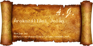 Árokszállási Jolán névjegykártya