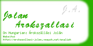 jolan arokszallasi business card